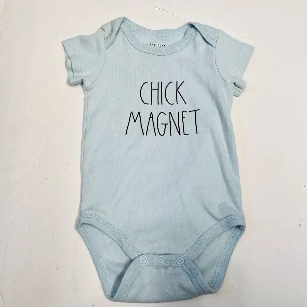 Rae Dunn Chick Magnet Blue Bodysuit   Sz 6-9 m